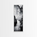 Waterfall Rocks, Mountain Mist, River Flow, Canvas Print, Black And White Landscape Art, Nature Bedroom Decor, Zen Retreat Wall Piece