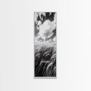 Wheat Field, Cloudy Sky, Rustic Landscape, Black and White Nature, Framed Canvas Print, Farmhouse Kitchen Wall Art, Fall Harvest Vibe