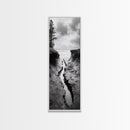 Coastal Crevice, Ocean Stream, Moody Nature, Rugged Beauty, Framed Canvas Print, Minimalist Beach Wall Art, Bedroom Art, Entryway Decor