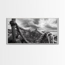Fishing Net, Stormy Shore, Maritime Nostalgia, Rugged Rope Art, Framed Canvas Print, Nautical Living Room Wall Decor