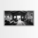 Cozy Cabin Interior, Rustic Living Space, Wood Wall Charm, Canvas Print, Country Living Room Art, Americana Wall Photography