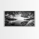 Tropical Shore Trees, Ocean Lagoon Stillness, Peaceful Island Cove, Canvas Print, Bathroom Wall Art, Minimalist Coastal Vibe, Cabin Decor