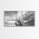 Blooming Iris, Floral Sky, Dreamy Nature, Petal Light, Framed Canvas Print, Modern Bedroom Art, Feminine Wall Art, Botanical Home Decor