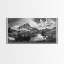 Alpine Lake, Rocky Mountain, Scenic Vista, Nature Reflection, Framed Canvas Print, Rustic Wall Art, Bedroom Wilderness Decor