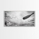 Water Splash Paddle, Adventure Photography, Kayaking Ocean Scene, Framed Canvas Print, Modern Bathroom or Coastal Wall Art