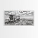 Prairie Wagon, Western Landscape, Old West Photography, Framed Canvas Print, Farmhouse Entryway or Rustic Fall Living Room Art