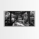 Serene Garden Pathway, Nature Tunnel Walk, Tropical Jungle Scene, Framed Canvas Print, Minimalist Art, Living Room Wall Decor