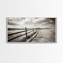 Countryside Fence Trail, Rolling Hills Walk, Prairie Path View, Framed Canvas Print, Western Art, Fall Wall Decor, Office Wall Art