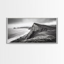 Cliffside Shoreline, Coastal Landscape Art, Ocean Horizon Scene, Canvas Print, Living Room Wall Art, Modern Seaside Minimalist Decor
