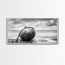 Weathered Buoy, Nautical Rope, Coastal Still Life, Beach Found Object, Framed Canvas Print, Beach House Art, Bathroom Wall Decor