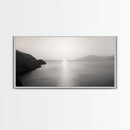 Minimalist Seascape, Tranquil Horizon, Ocean Sun Glow, Zen Wall Art, Canvas Print, Meditation Room Decor, Neutral Tones Minimal Art