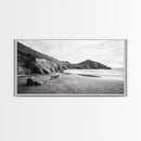 Coastal Cliffs, Ocean Shore, Scenic Beach, Framed Canvas Print, Nature Photography, Bathroom Wall Art, Neutral Tones, Coastal Home Decor