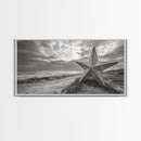Beach Star, Weathered Wood, Coastal Symbol, Canvas Print, Rustic Seaside Wall Art, Fall Decor, Entryway Or Nautical Living Room Style