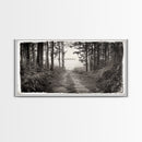 Forest Path, Island View, Vintage Border, Nature Trail, Canvas Print, Sepia Landscape Art, Entryway Wall Art, Woodland Photography Style
