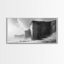 Ocean Cliffs, Towering Rock, Misty Coast, Rugged Seascape, Canvas Print, Moody Wall Art, Office Decor, Dramatic Landscape, Office Decor