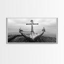 Nautical Anchor Art, Coastal Photography, Rustic Beach Decor, Framed Canvas Print, Bathroom or Lake House Wall Art, Minimal Style