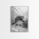Underwater Fish, Ocean Predator, Aquatic Wildlife, Canvas Print, Bathroom Wall Art, Coastal Nautical Decor, Marine Photography
