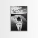 Kayak Lake View, Serene Water Landscape, Outdoor Adventure Art, Canvas Print, Cabin Wall Decor, Nature Lover Gift, Minimalist Water Art