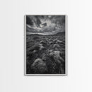 Moss Covered Lava, Iceland Landscape, Moody Nature Scene, Framed Canvas Print, Fall Rustic Decor, Earth Tone Wall Art