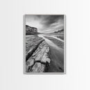 Eroded Riverbed, Desert Rock, Serene Canyon, Long Exposure, Framed Canvas Print, Earth Tones, Dining Room Decor, Nature Inspired