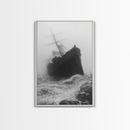 Haunted Ship, Foggy Sea, Maritime Ghost, Canvas Print, Nautical Wall Art, Pirate Ship Aesthetic, Halloween or Fall Home Decor