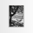 Hammock Relaxation, Beach Shade, Seaside Breeze, Canvas Print, Boho Bedroom Wall Art, Coastal Calm Tropical Home Decor