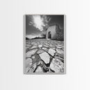 Desert Archway, Stone Ruins, Sunny Sky, Canvas Print, Rustic Travel Wall Art, Mediterranean Decor, Minimalist Earthy Aesthetic