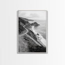 Winding Beach Road, Coastal Drive, Ocean Cliffs, Travel Landscape, Canvas Print, Office Wall Art, Fall Adventure Style, Neutral Coastal Decor