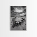Coastal Relic, Rustic Sand Dunes, Weathered Wood, Canvas Print, Beach House Wall Art, Moody Ocean Decor, Fall Home Styling