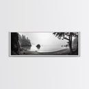 Misty Cove, Pacific Coast, Tranquil Shore, Canvas Print, Zen Nature Wall Art, Bathroom Decor, Moody Black and White Art
