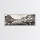 Alpine Reflection, Snowy Peaks, Tranquil Water, Framed Canvas Print, Nature Photography, Minimalist Wall Art, Bedroom or Office Decor