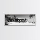 Beach House, Palm Retreat, Tropical Hideaway, Island Dream, Framed Canvas Print, Coastal Wall Art, Bedroom Decor, Tropical Vacation Aesthetic