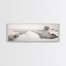 Winter River, Frosty Fields, Minimalist Landscape, Canvas Print, Modern neutral art, Rustic home decor, Entryway wall art, Scandinavian vibe