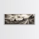 Coastal Road Journey, Overcast Ocean View, Scenic Drive Art, Framed Canvas Print, Fall Landscape Wall Art, Nature Lover, Living Room Decor