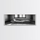 Minimalist Bedroom, Simple Living, Monochrome Bed, Peaceful Morning, Framed Canvas Print, Bedroom Wall Art, Moody Art, Farmhouse Art