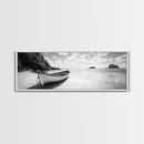 Rowboat, Sandy Cove, Island View, Canvas Print, Coastal Photography, Minimalist Beach Decor, Serene Bathroom or Bedroom Wall Art