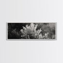Frosted Bush, Winter Plant, Nature Closeup, Framed Canvas Print, Botanical Wall Art, Neutral Bedroom Decor, Rustic Autumn Style