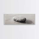 Smooth Beach Rock, Minimal Seascape, Zen Coastal Decor, Tranquil Framed Canvas Print, Modern Spa or Bedroom Wall Art