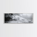 Stormy Waves, Ocean Fury, Tropical Housefront, Canvas Print, dramatic coastal decor, fall storm wall art, modern living room statement