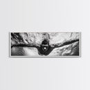 Underwater Swim, Black White Diver, Ocean Exploration, Canvas Print, modern bathroom wall art, sporty fitness vibe, minimalist ocean style