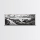 Cliff Path, Sea Escape, Moody Sky, Adventure Trail, Canvas Print, Modern Entryway Wall Art, Travel Photography, Nature Scene