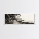 Forest Path, Misty Woods, Quiet Trail, Coastal Fog, Framed Canvas Print, Scandinavian Decor, Entryway Art, Minimal Nature Photography