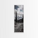 Mountain Landscape, Trail Pathway, Cloudy Sky, Nature Photography, Canvas Print, Rustic Cabin Decor, Adventure Hiker Wall Art
