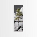 Twisted Pine Tree, Nature Serenity, Calm Wilderness, Coastal Forest, Framed Canvas Print Boho Bedroom Wall Art, Earth Tone Decor