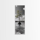 Mangrove Tree, Reflected Roots, Tranquil Nature, Coastal Zen Framed Canvas Print, tropical minimalist wall art, spa room decor