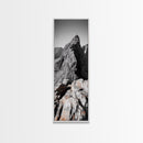 Rugged Mountain, Rocky Cliff, Adventure Landscape, Highland Scene, Nature Travel Art, Framed Canvas Print, Rustic Cabin Wall Decor
