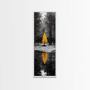 Golden Tree, Forest Reflection, Autumn Solitude, Nature Focused Minimalism, Framed Canvas Print, Zen Bathroom or Office Wall Art