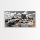 Granite Boulders, Desert Landscape, Natural Beauty, Earthy Tones, Framed Canvas Print, Entryway Wall Art, Nature Minimalism Style