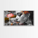Tranquil Beauty, Water Lily, Zen Reflection, Peaceful Face, Framed Canvas Print, Minimalist Art, Spa Decor, Bedroom Wall Art, Nature Lover Gift