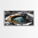 Geothermal Pool, Natural Wonders Photography, Yellowstone Landscape Decor, Earth Tones Wall Art, Framed Canvas Print, Bathroom Art